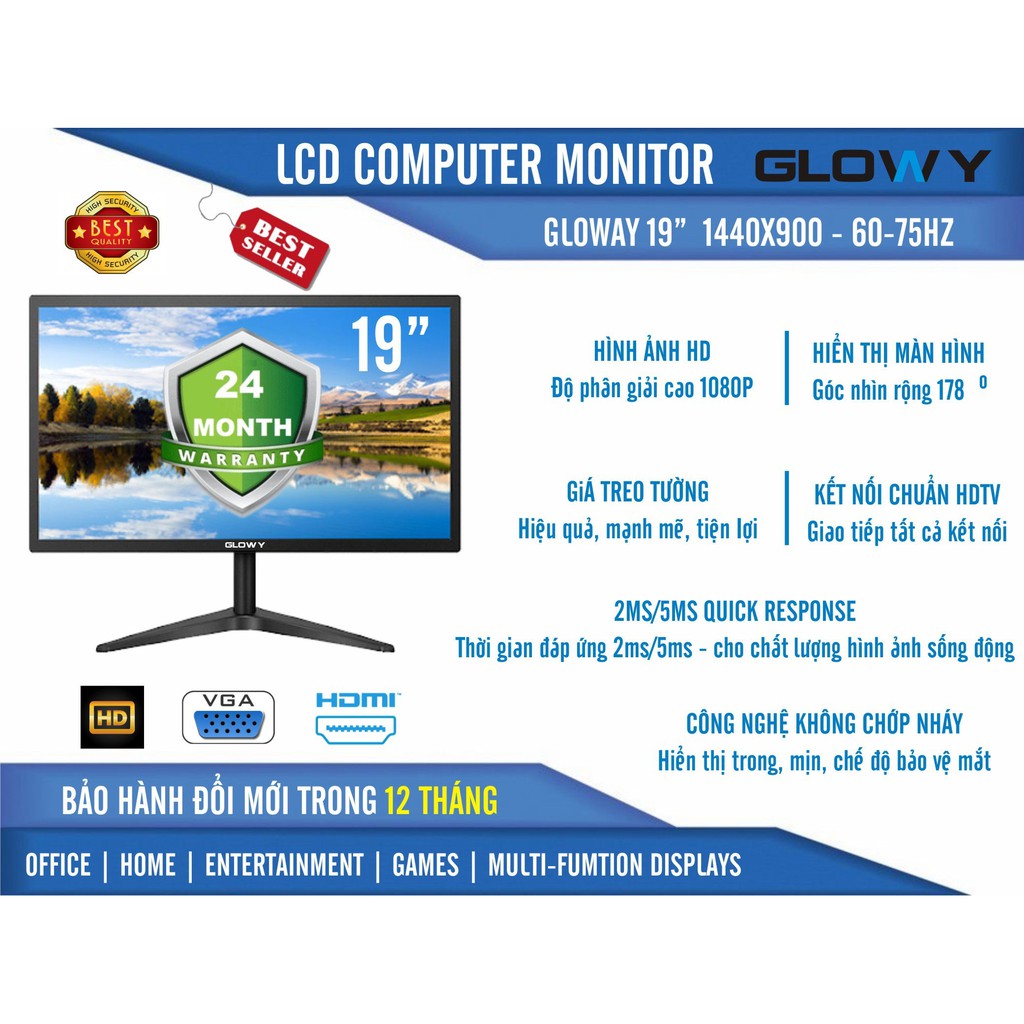 [Mã 1911ELSALE hoàn 7% đơn 300K] Màn hình Gloway 19" Full HD chính hãng bảo hành 24 tháng !!! | BigBuy360 - bigbuy360.vn