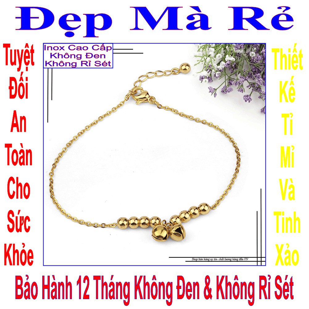 Lắc chân nữ kiểu 2 viên bi đính đá Zircon và 8 viên bi thường (Trắng) LC00007T020049-Trang