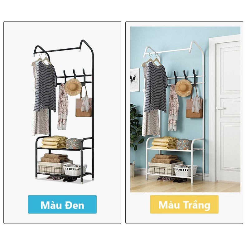 Giá Treo Kệ Quần Áo Kệ quần áo 2 tầng chữ G có móc túi xách, mũ, tủ quần áo Bảo Hành
