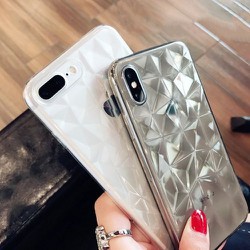 Ốp Lưng iPhone 7 Plus/ 8 Plus Dẻo Trong Vân 3D Kim Cương Chống Sốc