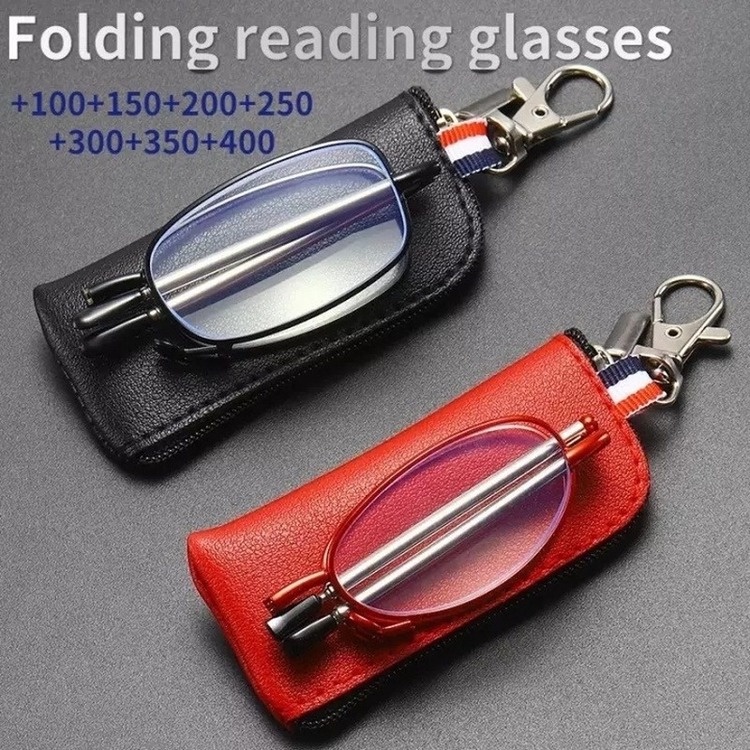 Mắt Kính Đọc Sách Chống Ánh Sáng Xanh Có Thể Gấp Gọn Kèm Hộp Đựng Tiện Dụng