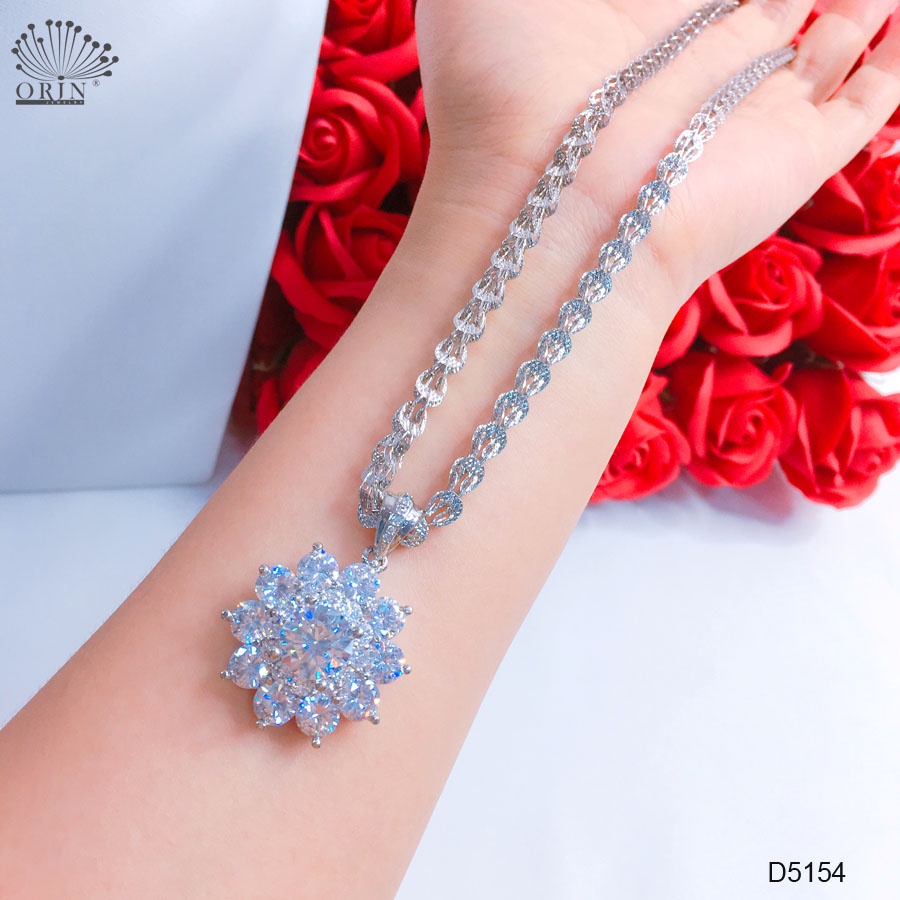 Dây chuyền bạc, dây phụng mặt hoa đá cao cấp Orin D5154