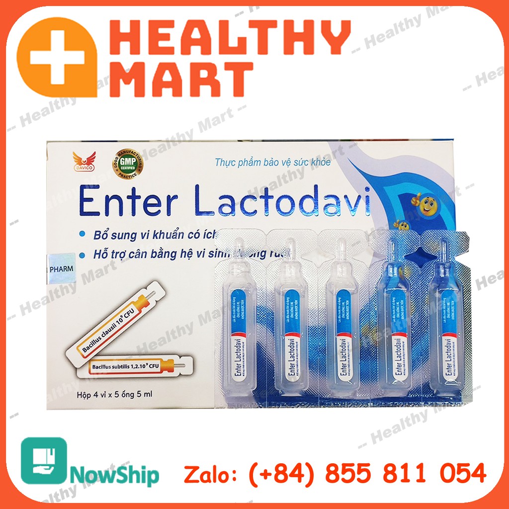 ✔️️️Enter Lactodavi - Hỗ trợ tiêu hóa - 1 hộp 20 ống men tiêu hóa