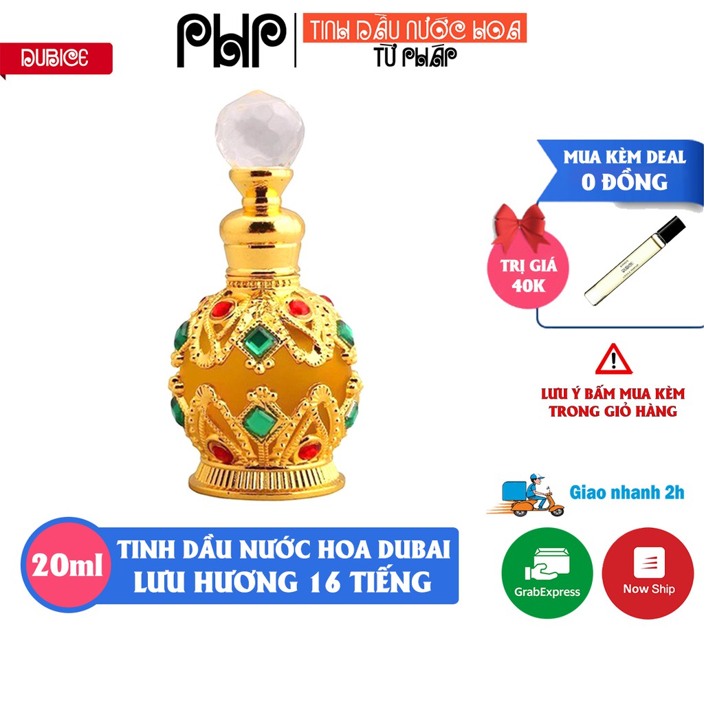 Tinh dầu nước hoa Dubai 20ml dạng chấm chai đính đá cao cấp