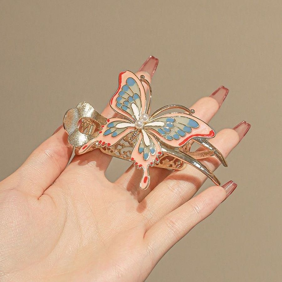 Kẹp Tóc Càng Cua Bằng Hợp Kim Sơn Hình Bướm Phong Cách Trung Hoa Cho Nữ