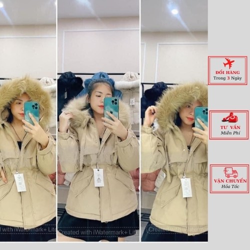 Áo parka nữ lót lông có mũ tháo rời cao cấp ulzzang Hàn Quốc mùa thu đông