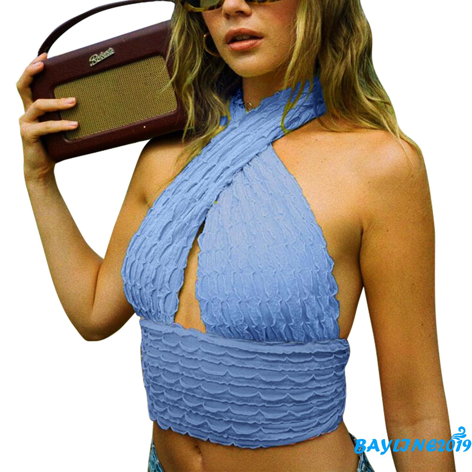 Áo lửng không tay buộc cổ thời trang quyến rũ cho nữ | BigBuy360 - bigbuy360.vn