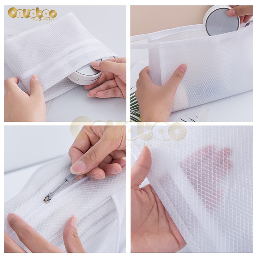 Túi lưới Onuobao thiết kế trong suốt đựng đồ trang điểm chống thấm nước có khóa kéo cho nữ