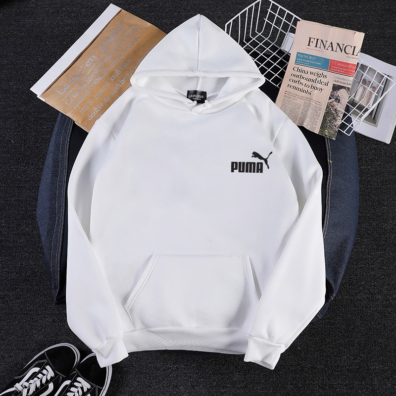 Áo Khoác Hoodie Puma Tay Dài Dáng Rộng Lót Nhung Ấm Áp Thêu Chữ Thời Trang Cho Nam