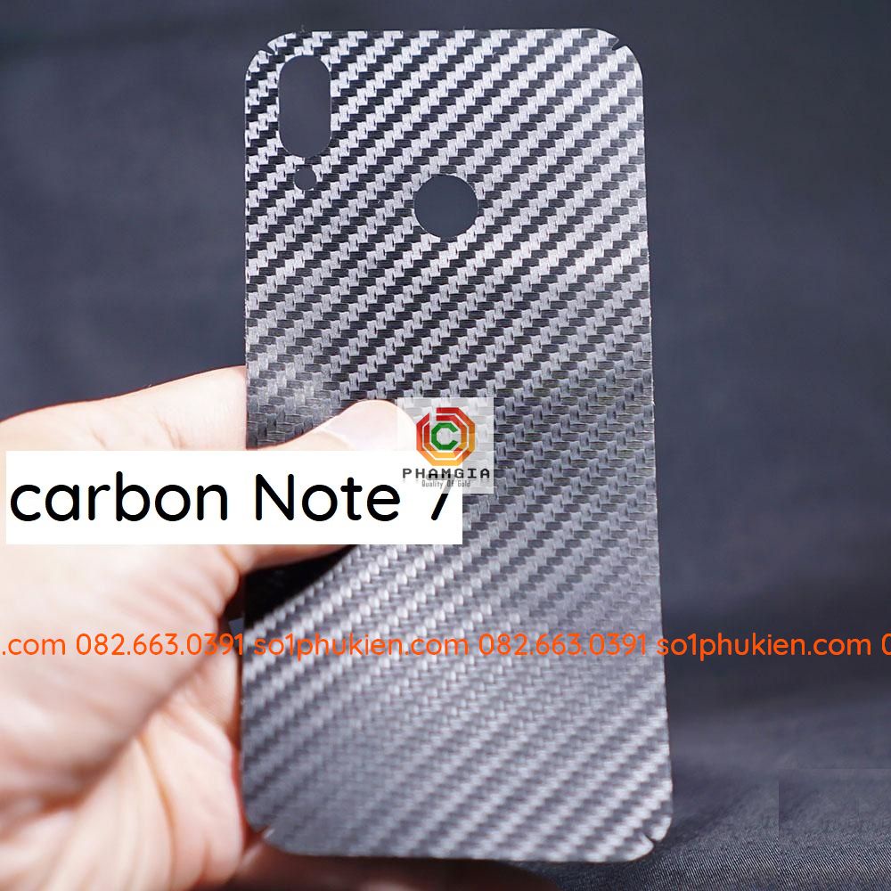 Miếng dán mặt lưng skin carbon Xiaomi Redmi Note 7/ Note 7 Pro