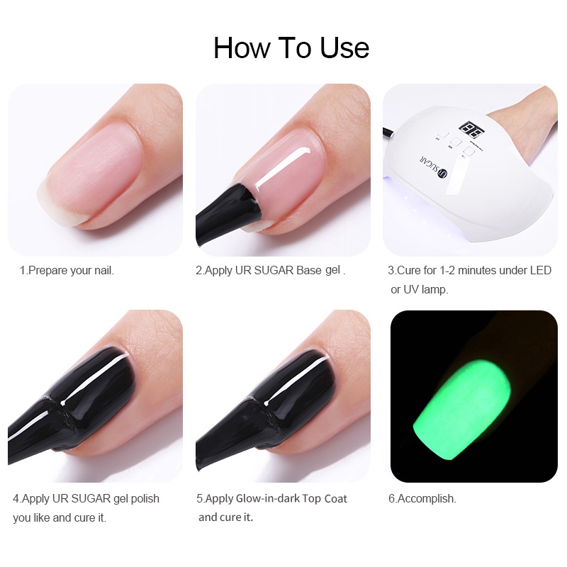 [Hàng mới về] Gel sơn móng tay dạ quang UR SUGAR 7.5ml loại gel mềm không chùi dùng để trang trí móng nghệ thuật
