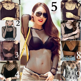 [MUA 1 TẶNG 1] Áo lưới kiểu xuyên thấu sexy tay dài phối đầm áo dây cao cấp