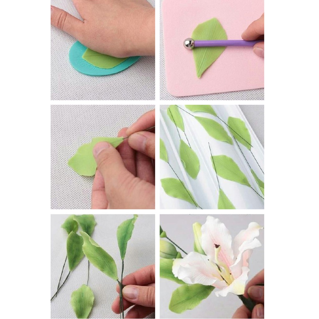 KALAIEN Lily Lilium Brownii Hoa Fondant Khuôn Hoa Cánh Hoa Khuôn Silicon & Bộ Cắt Nhựa Sáng Tạo Trang Trí Bánh Dụng Cụ Ăn Được Thích Hợp Theo Chủ Đề Bánh