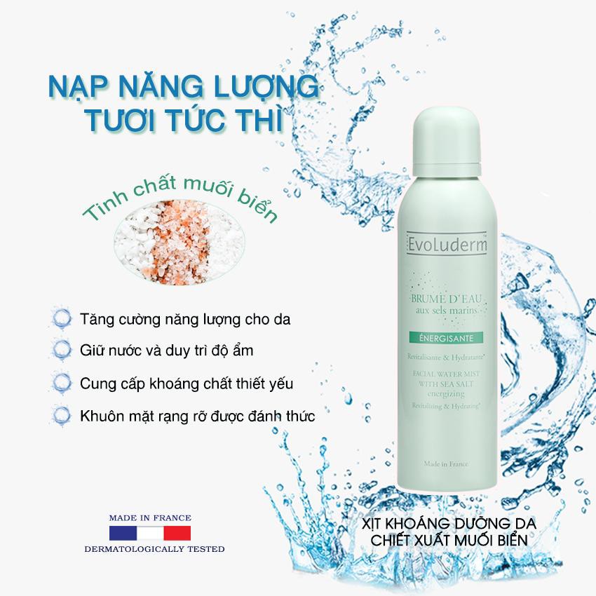 Xịt khoáng Evoluderm giúp tái tạo trẻ hóa bổ sung khoáng chất và dưỡng ẩm cho làn da chiết xuất từ Sea Salt 150ml-16273