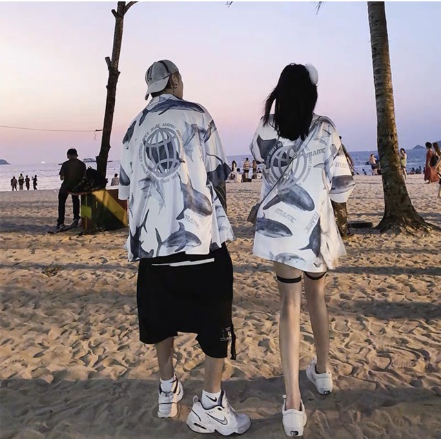 Sơ mi 3D nam nữ unisex dưới 75kg - Cá mập 2 màu[ảnh thật]