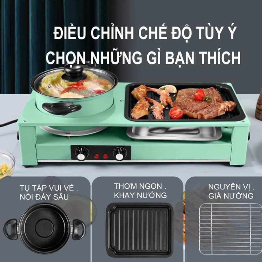 BẾP LẨU NƯỚNG 2 CHỨC NĂNG PHIÊN BẢN DKS-303 CÔNG SUẤT 2200W [BẾP LẨU HÌNH CHỮ NHẬT]