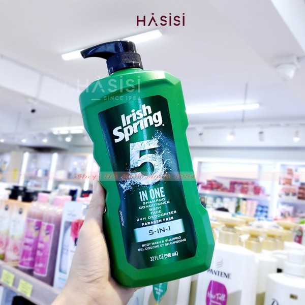 Gel Tắm Gội Xả IRISH SPRING - 5in1 Body Wash &amp; Shampoo 946ml