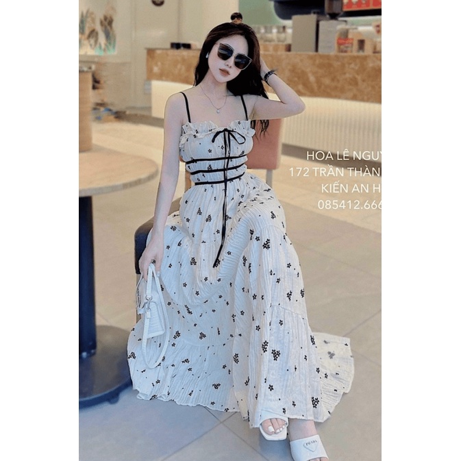 (Free Ship) ĐẦM XỐP HOA HAI DÂY DÁNG MAXI ĐẸP CHUẨN HOT GIRL UP Shop VLTN