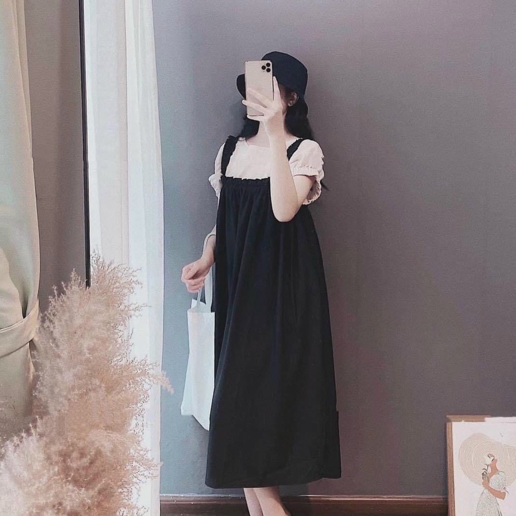Váy Bầu Yếm Công Sở Mùa Hè Kèm Áo Rời Thiết Kế Lịch Sự Dễ Thương Đầm Bầu Đi Làm Dự Tiệc