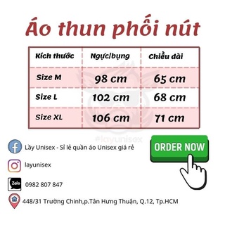 Áo thun ulzzang nam nữ phối nút , cổ bo rip