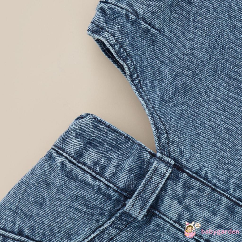 Bộ Áo Liền Quần Cổ Vuông Không Tay Màu Trơn Dành Cho Bé Gái 6 Tháng Tuổi