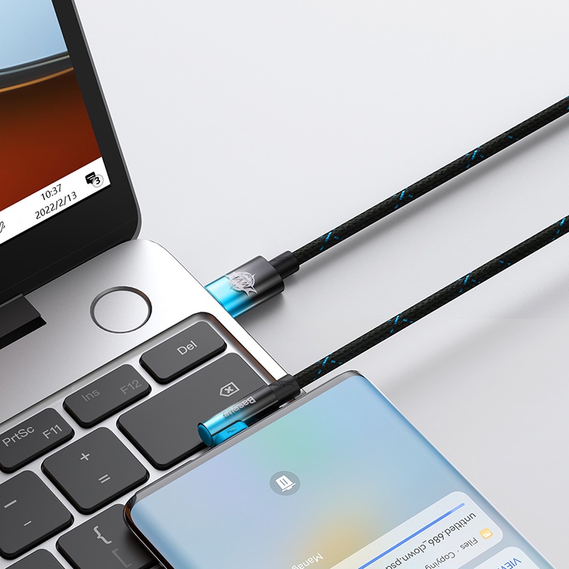 Cáp Sạc Nhanh Baseus USB Type C 100W PD 90 Độ C Sang QC4.0 5A Cho Samsung S20 Macbook