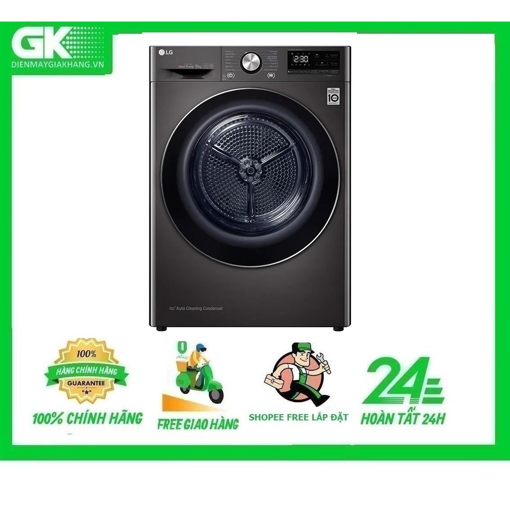 DVHP09B-MIỄN PHÍ CÔNG LẮP ĐẶT-Máy sấy LG 9 Kg DVHP09B