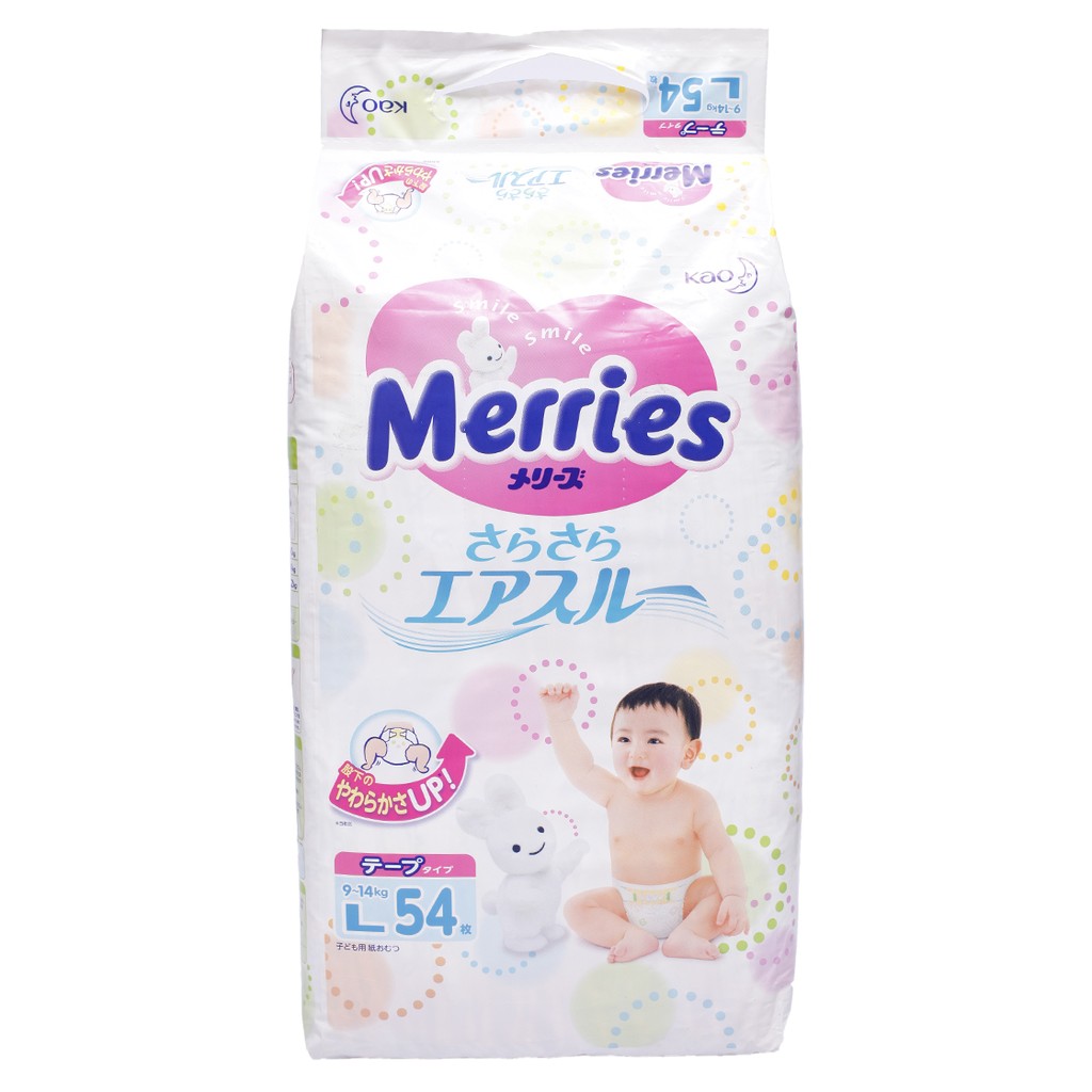 Bỉm Merries dán/quần size NB90/S82/M64/L54/L44/Xl38