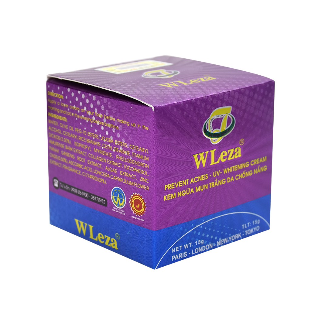 Combo 12 Hộp Kem Ngừa Mụn Trắng Da Chống Nắng WLeza (15g)