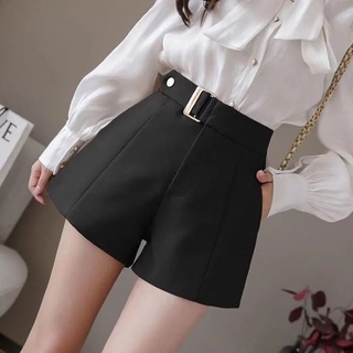 Quần short đai vuông khuy bấm mia sooc đùi cạp cao