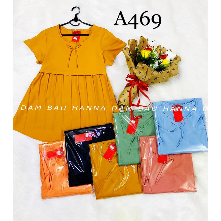 [HANNA] Áo bầu công sở mùa hè có size 70kg vải mango cao cấp thoáng mát không nhăn mềm nhẹ thoải mái có dây nơ cột sau