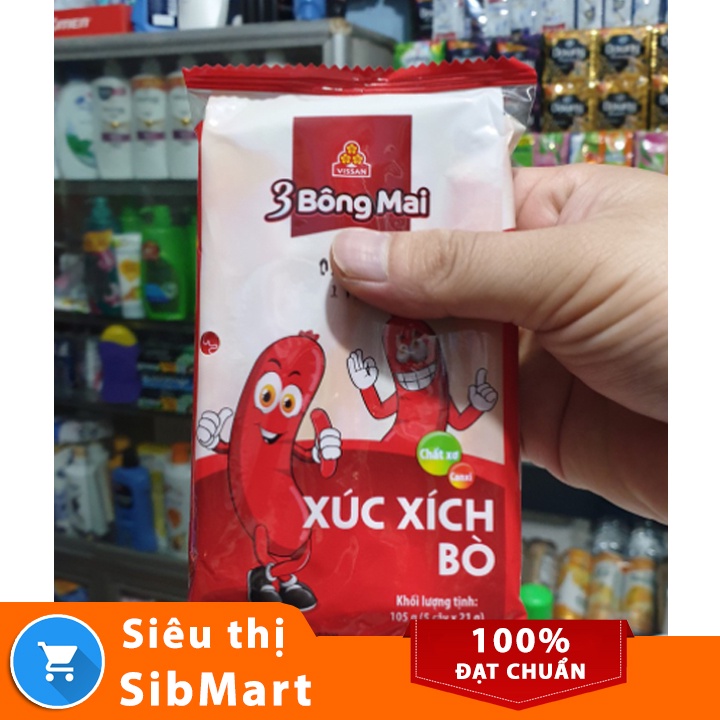 Xúc xích bò 3 bông mai tiệt trùng Vissan 105g (5 cây) - Siêu Thị SibMart - SB0036