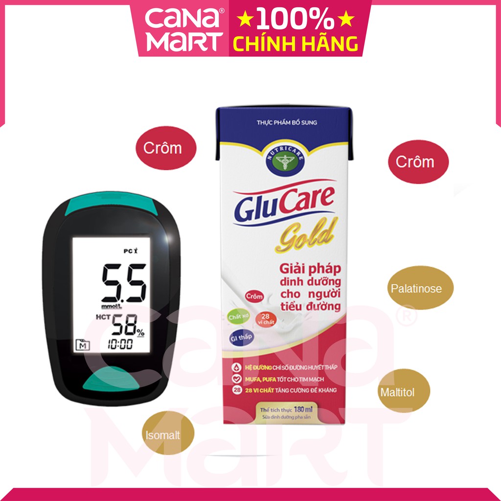 Thùng sữa nước Nutricare Glucare Gold cho người bệnh tiểu đường, phụ nữ tiểu đường thai kỳ (48 hộp x 180ml)