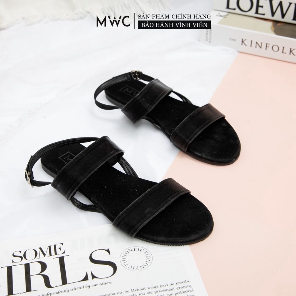 Giày Sandal Nữ thời trang MWC sandal 2 quai ngang đế bệt cá tính NUSD- 12013