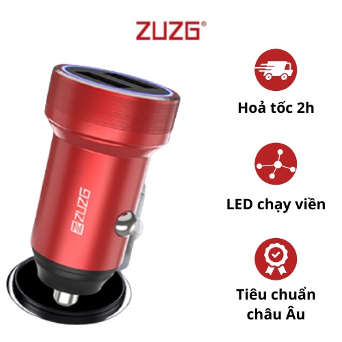 Tẩu sạc ô tô sạc nhanh 2 cổng chính hãng ZUZG C04S