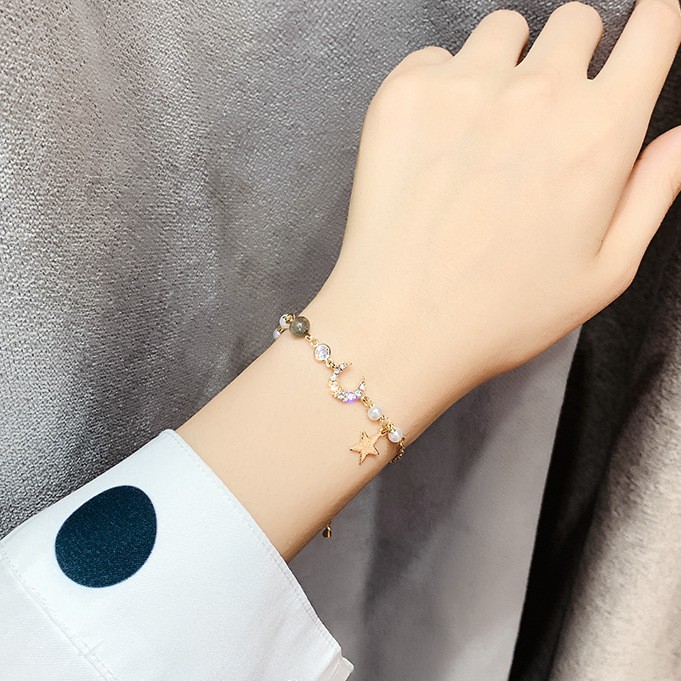 Vòng tay đính đá/ ngọc trai nhân tạo dễ thương dành cho nữ