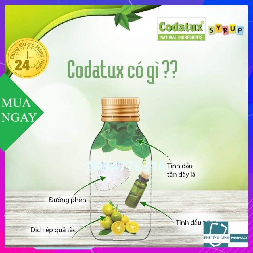 Codatux Syrup giúp giảm ho và viêm họng, chai 100ml