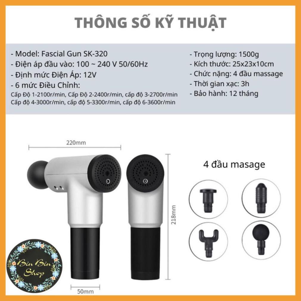 [THANH LÍ] - SÚNG MASSAGE FASCIAL GUN SK-320 Giảm đau mỏi cơ bắp hiệu quả