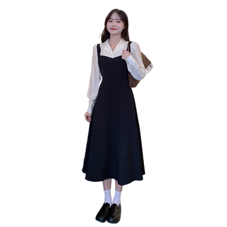 Đầm Perty giả hai lớp eo cao phong cách thời trang Hàn Quốc cho nữ