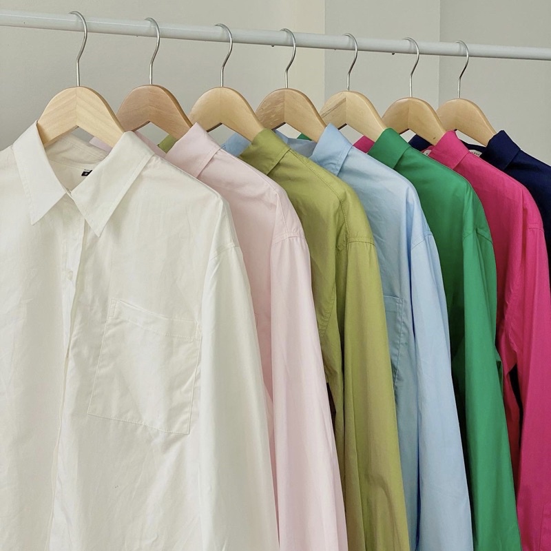 unleashedvn PREMIUM COTTON SHIRT - Áo sơ mi basic dáng rộng chất liệu cotton cao cấp, áo sơ mi trắng oversized