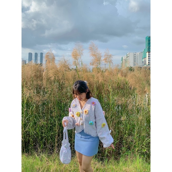 TÚI RÚT ĐEO CHÉO VẢI DẠ TWEED MADE BY TÍM