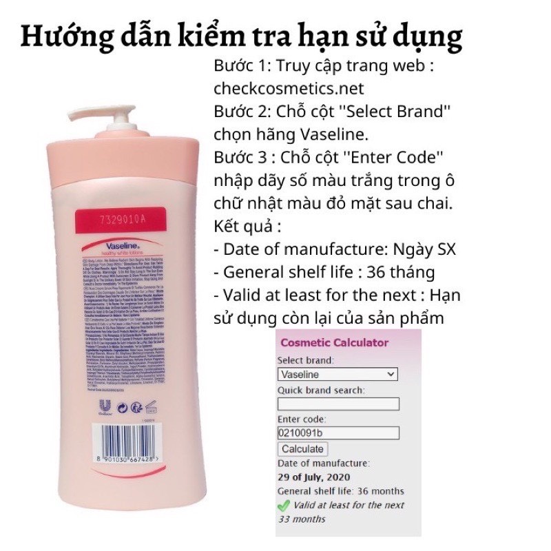 Sữa dưỡng thể trắng da Vaseline Healthy White UV Lightening 725ml
