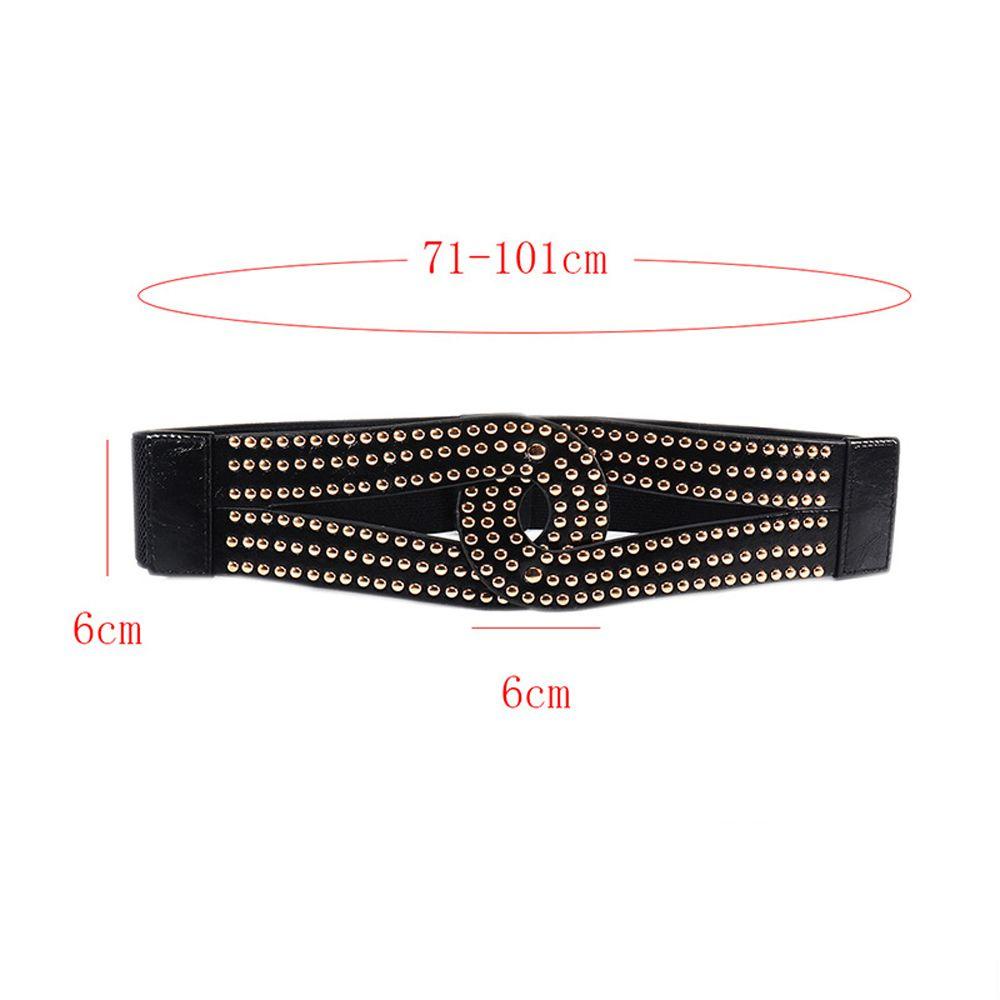Thắt Lưng Vải Viền Kim Loại Bản Rộng Co Giãn Sang Trọng Phong Cách Punk Cổ Điển Cho Nữ