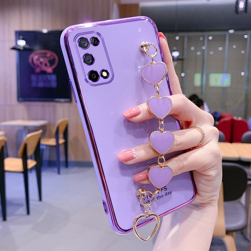 Ốp Điện Thoại Kết Cấu Sang Trọng Có Vòng Tay Trái Tim Cho oppo A54 A74 4G 5G