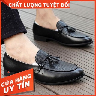 Giày lười nam chuông cao cấp da thật thời trang công sở