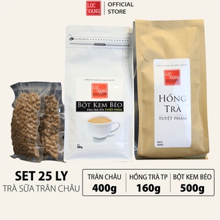 Trà Sữa Trân Châu Tự Pha SET 25 LY TUYỆT PHẨM Nguyên Liệu Làm Trà Sữa Gồm Trân Châu Bột Kem Béo Hồng Trà Đen