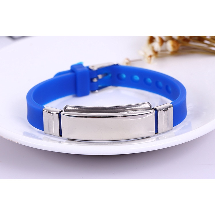 Vòng tay  unisex nam nữ cao su silicon titan lắc tay mặt thép phụ kiện thời trang quà tặng