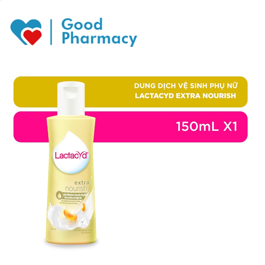 Dung dịch vệ sinh phụ nữ Lactacyd Extra Nourish bổ sung vitamin giúp dưỡng ẩm, căng mịn vùng kín, dùng được hàng ngày