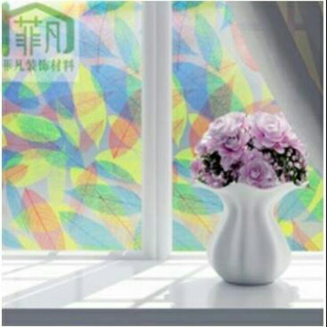 Decal dán kính lá nhiều màu