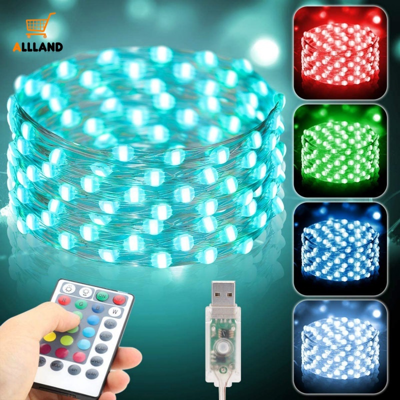 Dây Đèn LED Trang Trí Bằng Đồng 5/10/20m Có Điều Khiển Từ Xa Đa Chế Độ